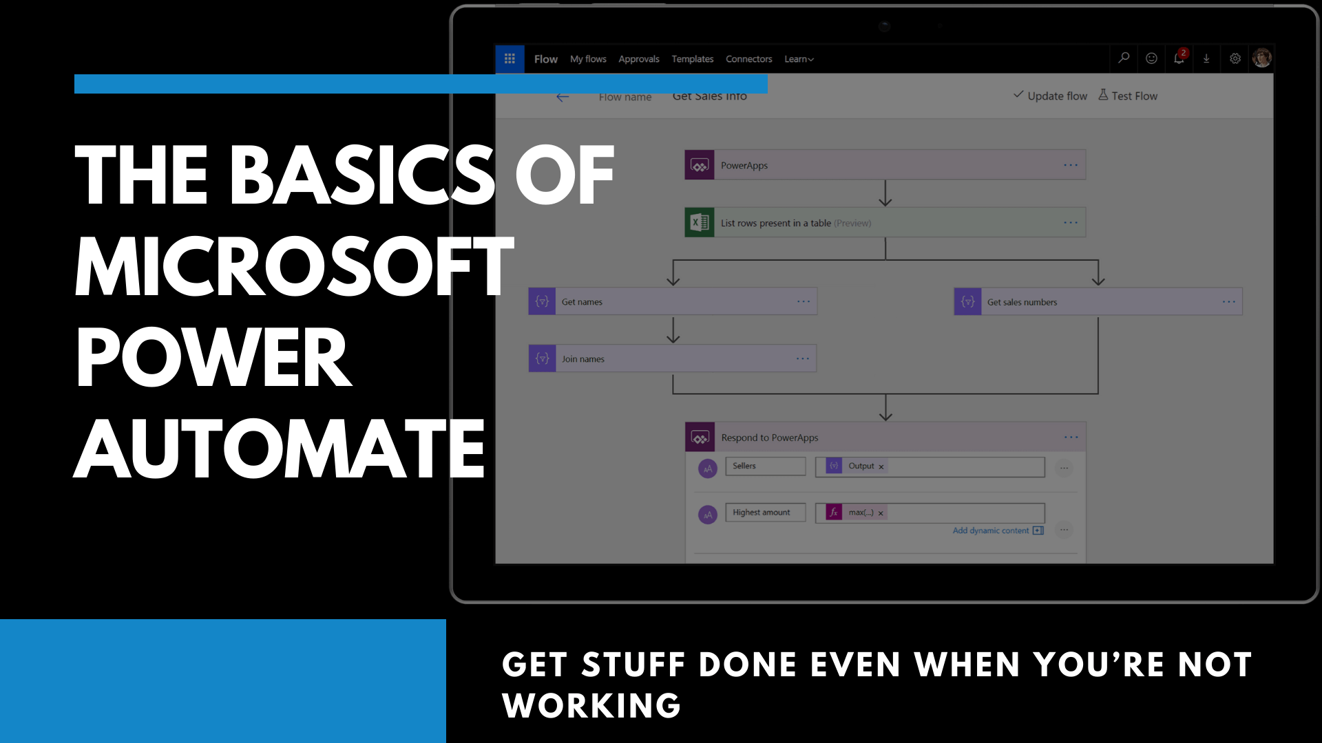 Graphic saying, "The Basics of Microsoft Power Automate"